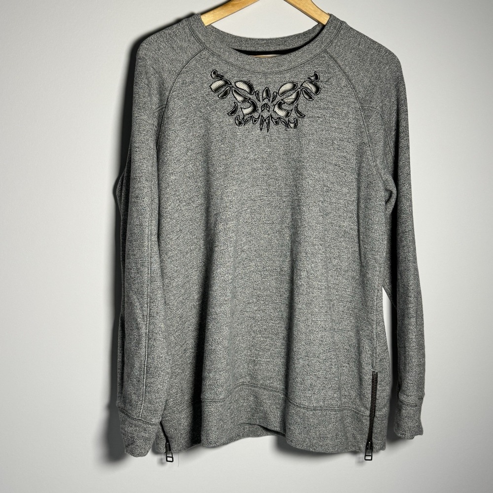 Soft‎ Surroundings Urban Chic Gray Merle Pullover Sweater Cut Out 26826 Size XL